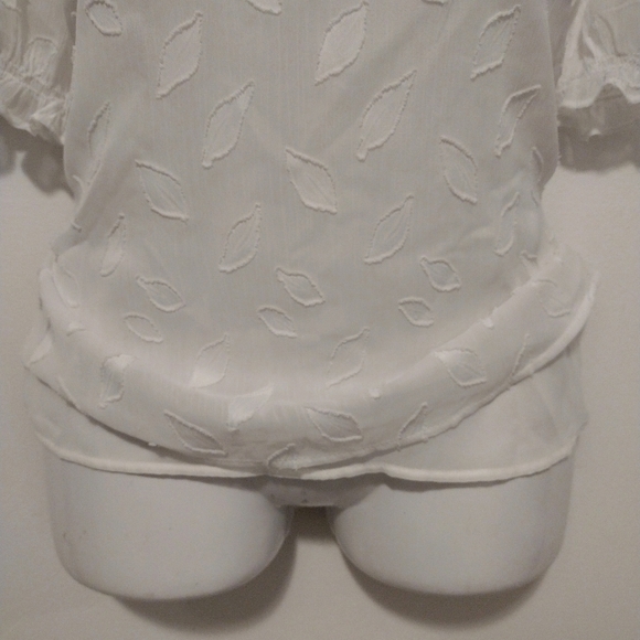 Calvin Klein - Neck Tie Puff Sleeves Sheer Blouse - Picture 5 of 16